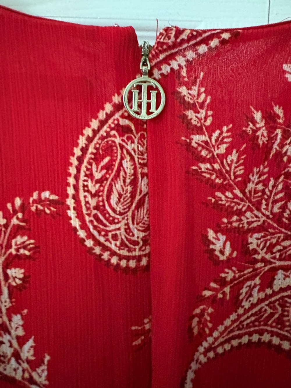 Tommy Hilfiger Red Paisley Ruffle Mini Dress - Picture 16 of 16